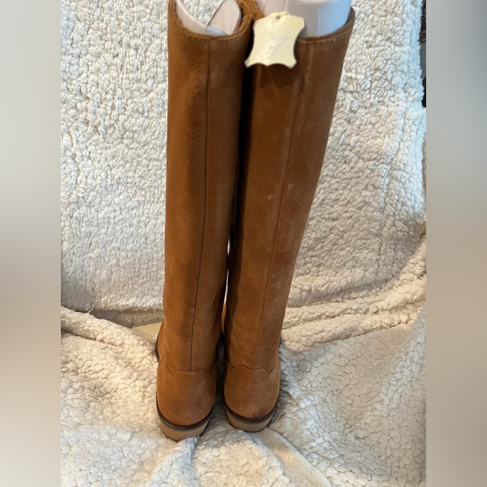 NWOB FRYE AND CO. Caden Stitch Tall Knee High Boot Brown Suede - Picture 3 of 6